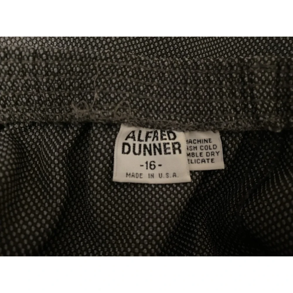 Vtg Alfred Dunner Womens 2pc Houndstooth Suit Size 16 Gray Jacket-Skirt Office